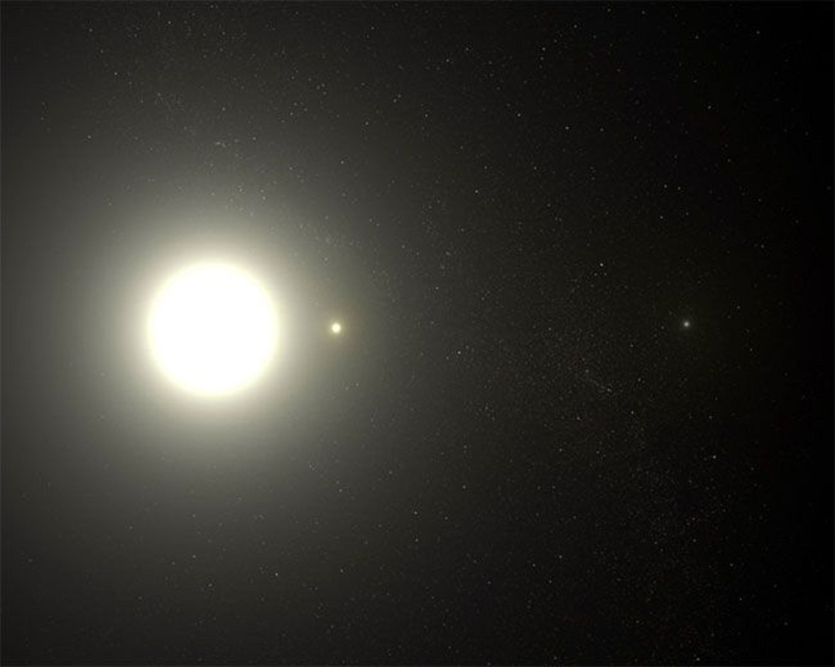Северная звезда похожие. Полярная звезда сверхгигант. Полярная звезда Хаббл. Полярная звезда в телескоп. Полярная звезда тройная Звездная система.
